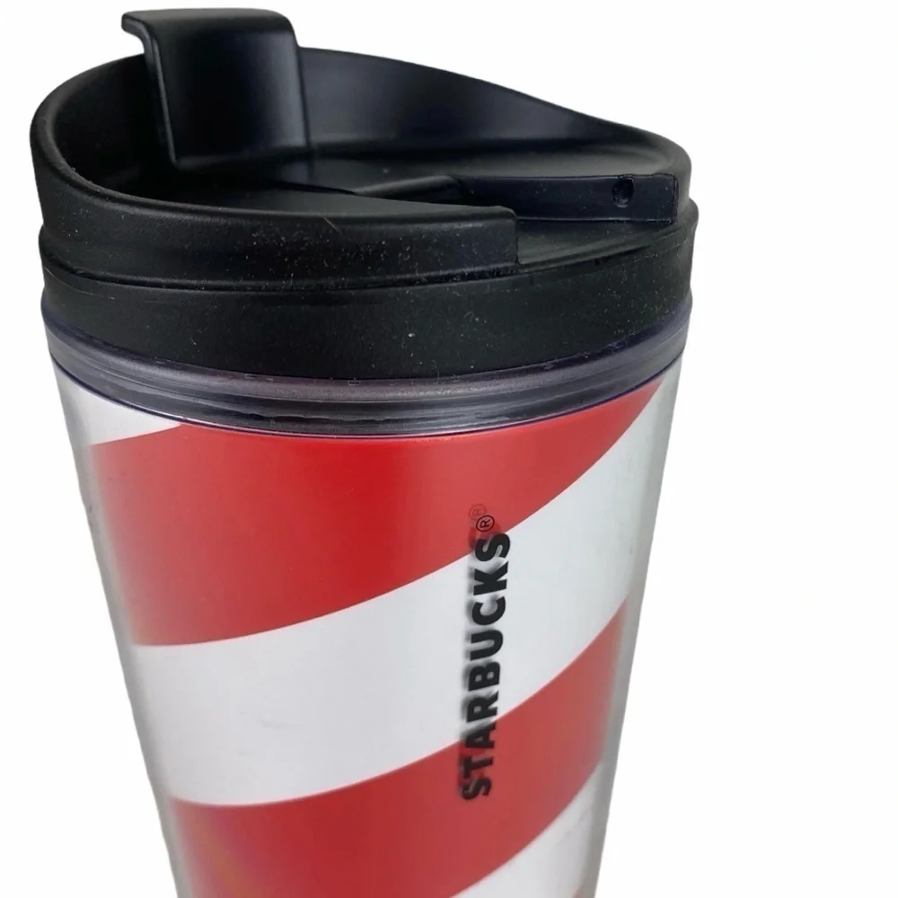 Starbucks 2009 Tall Travel Cup Mug Tumbler w Lid Red White Black Nice